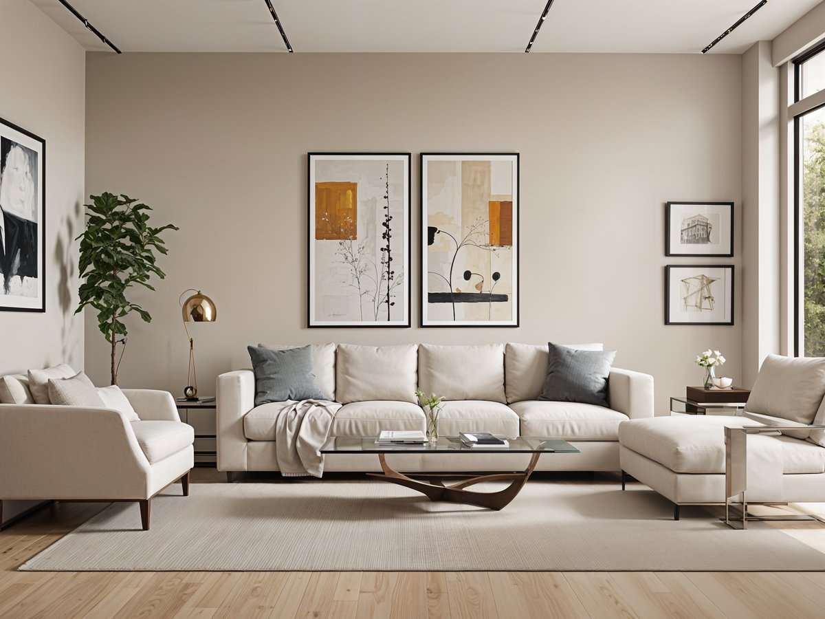 A white couch with a coffee table in a contemporary living room