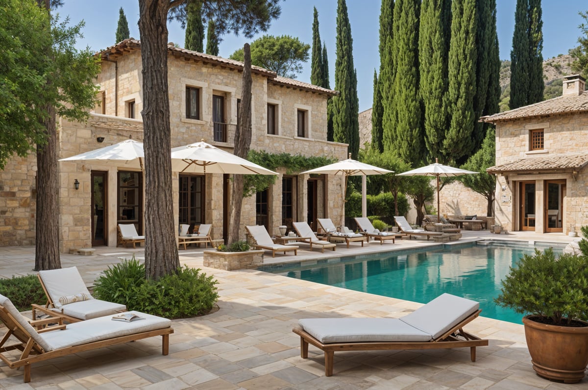 Mediterranean House Exterior with Pool and Patio - Design Ideas AI