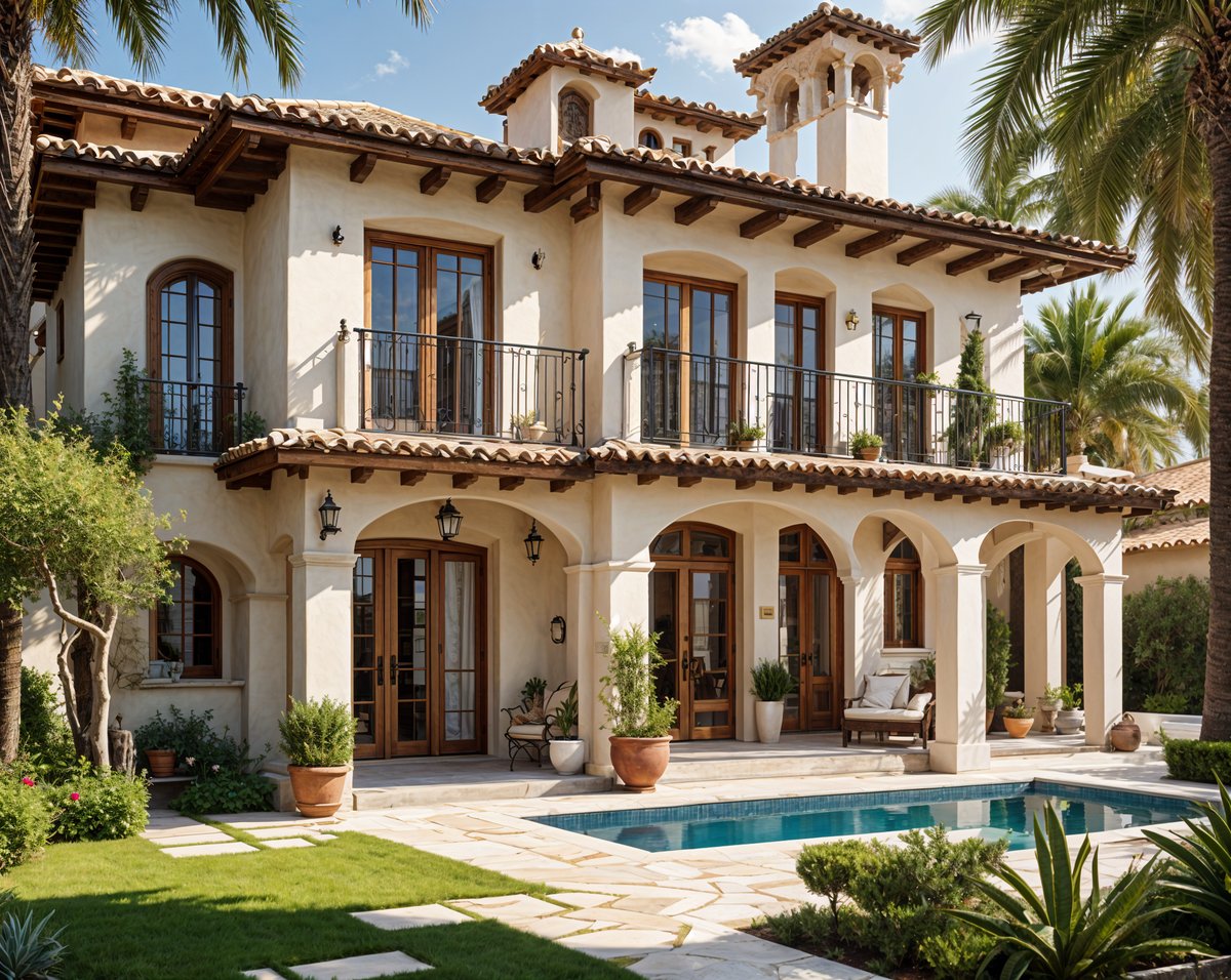 Mediterranean style house with a swimming pool and garden