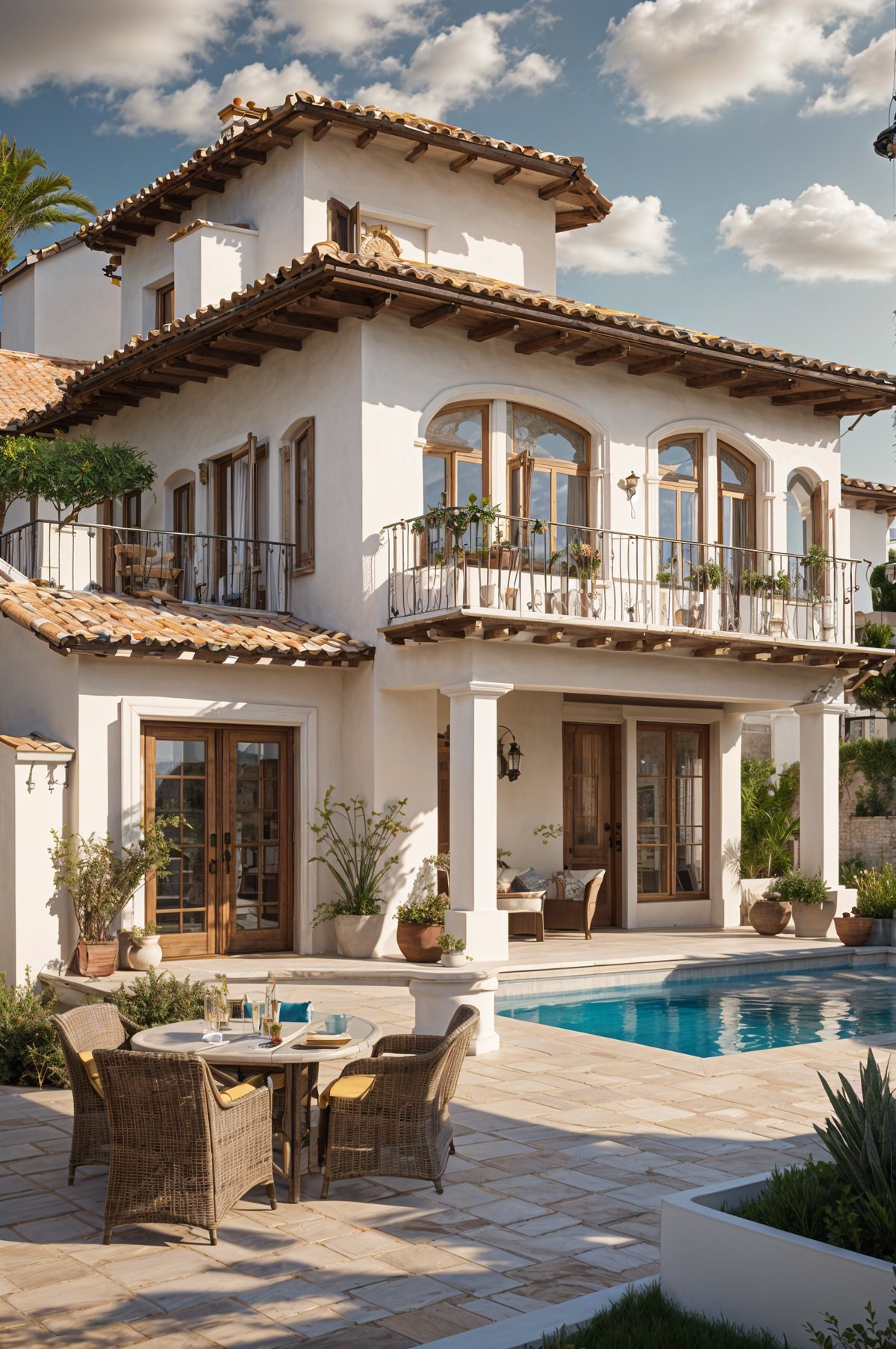 Mediterranean house with a garden and pool