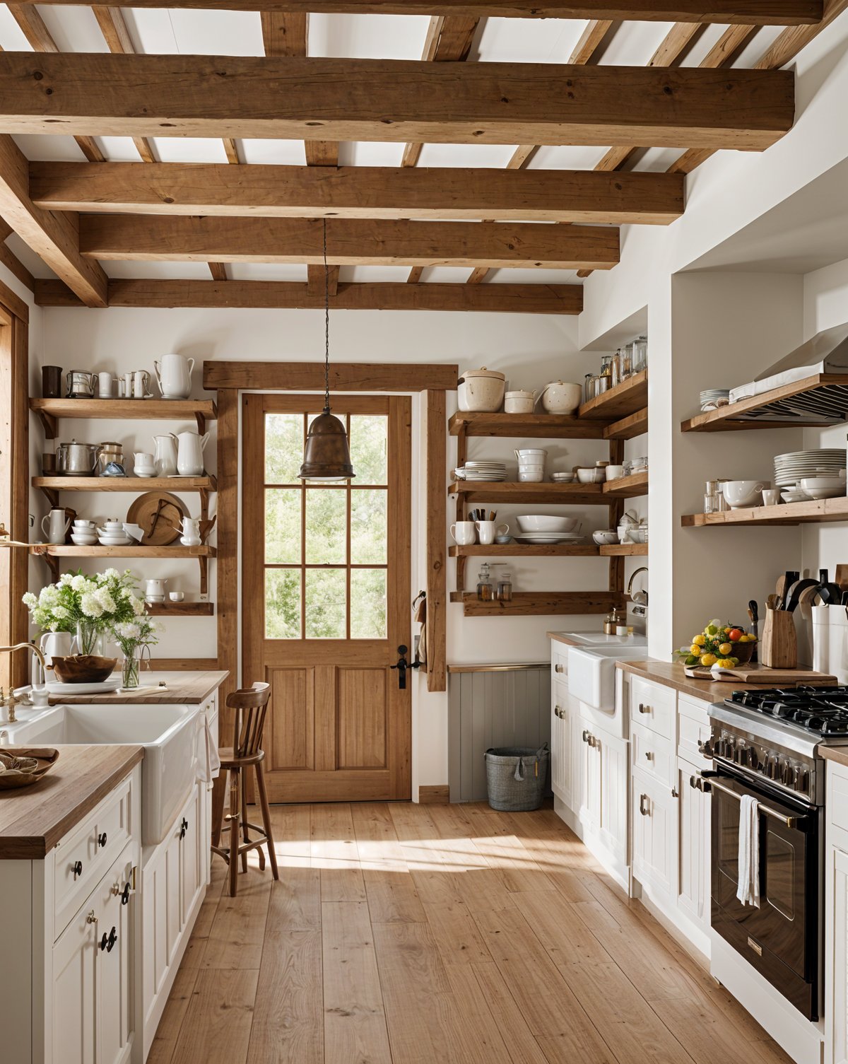 A rustic kitchen with wooden cabinets and a sink filled with dishes and utensils.