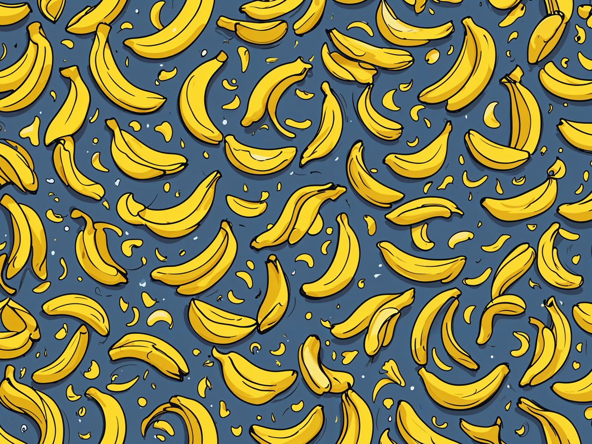 Cartoon drawing of bananas on a blue background