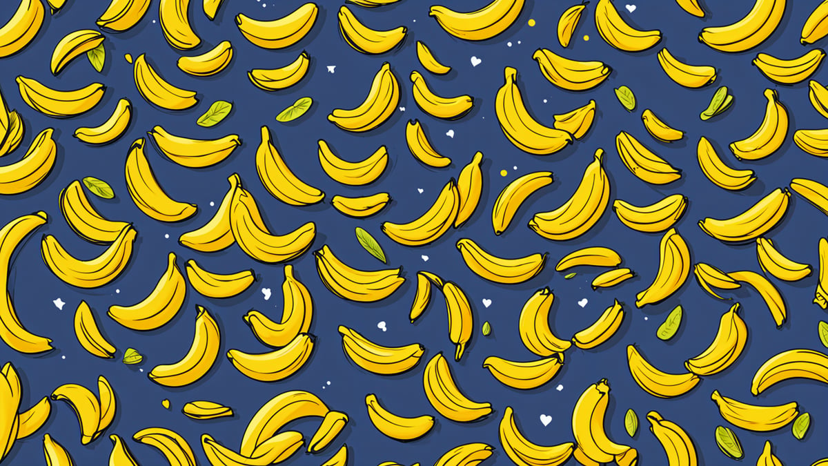 Cartoon drawing of bananas on a blue background