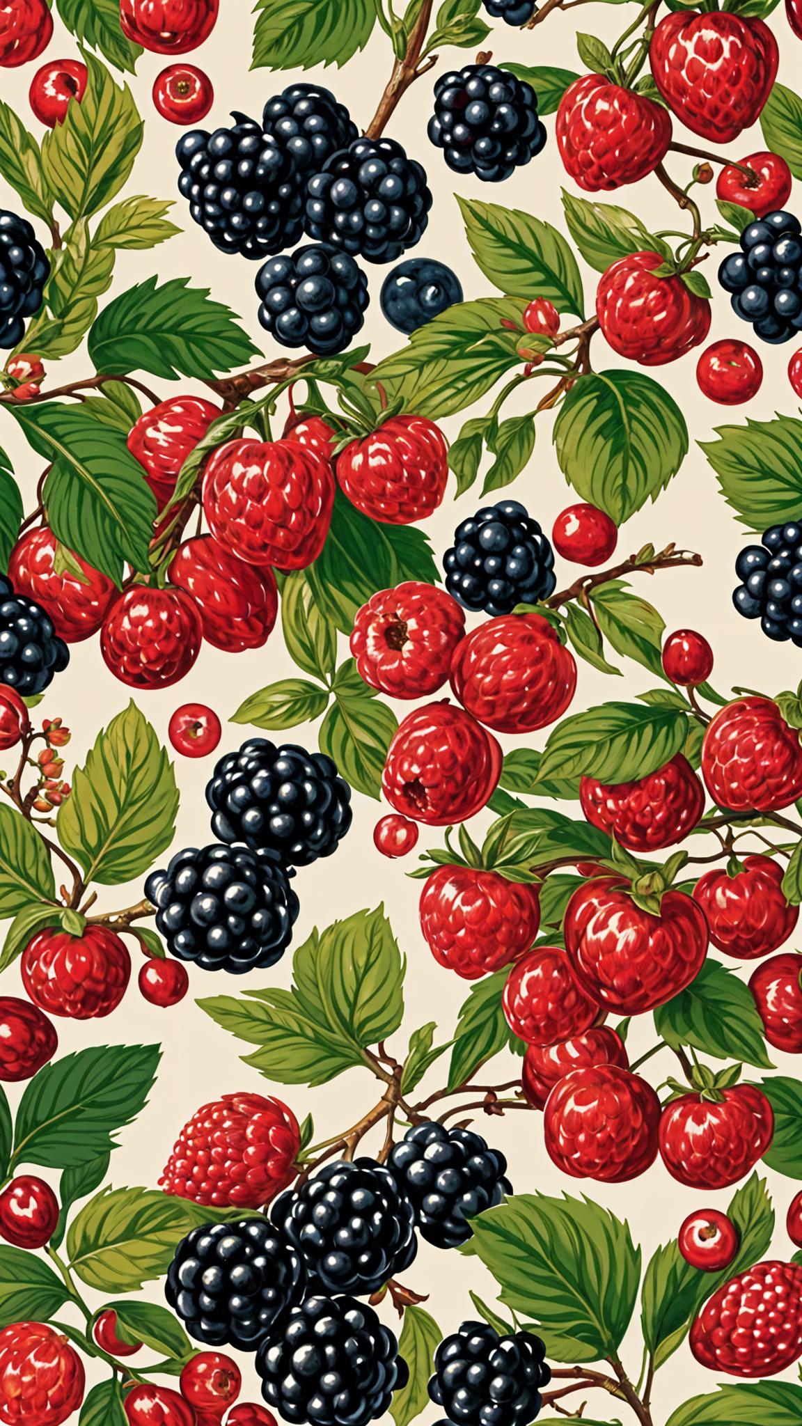 Berry painting with yellow background