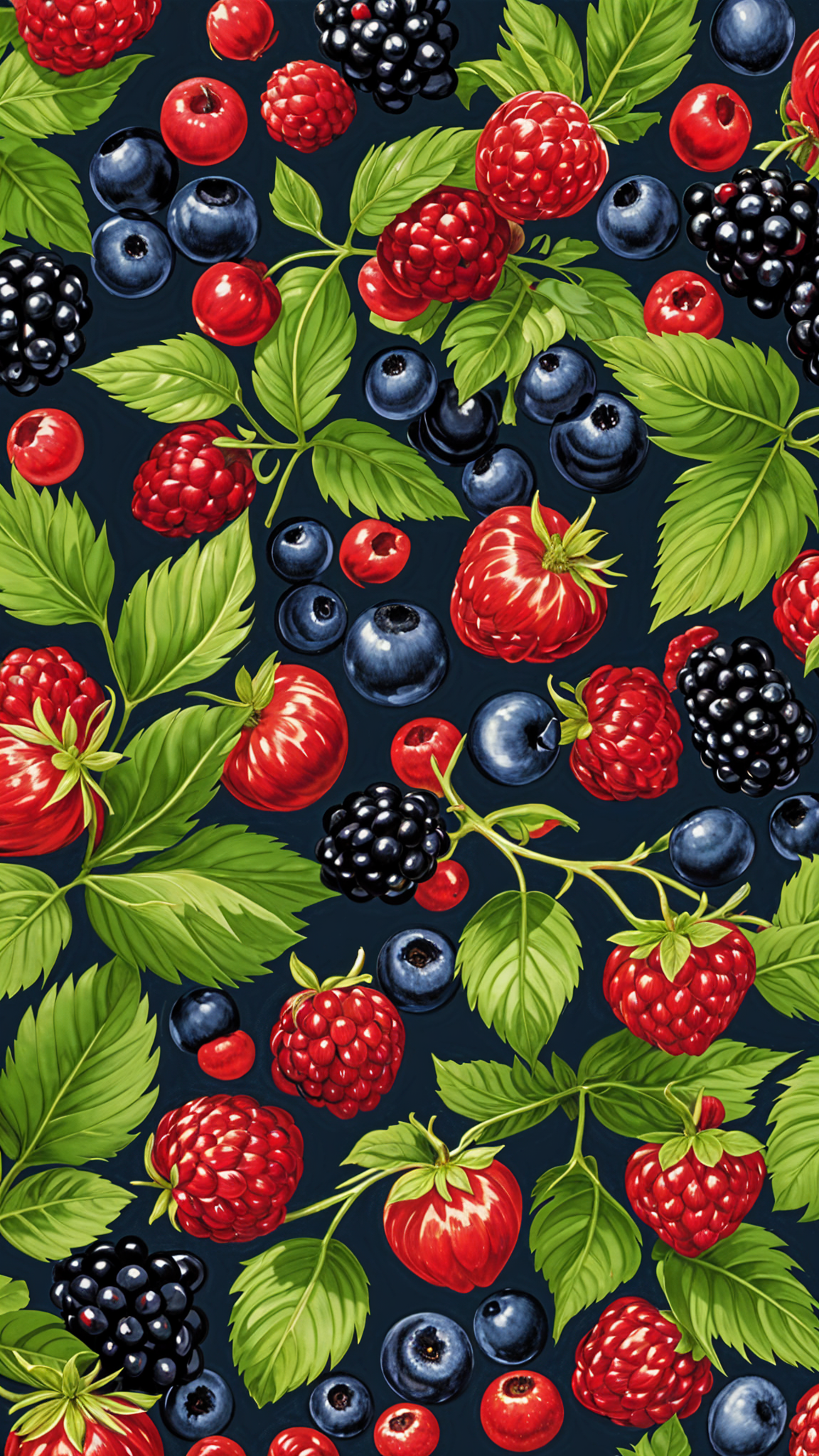 Berries painting with a vibrant and colorful style