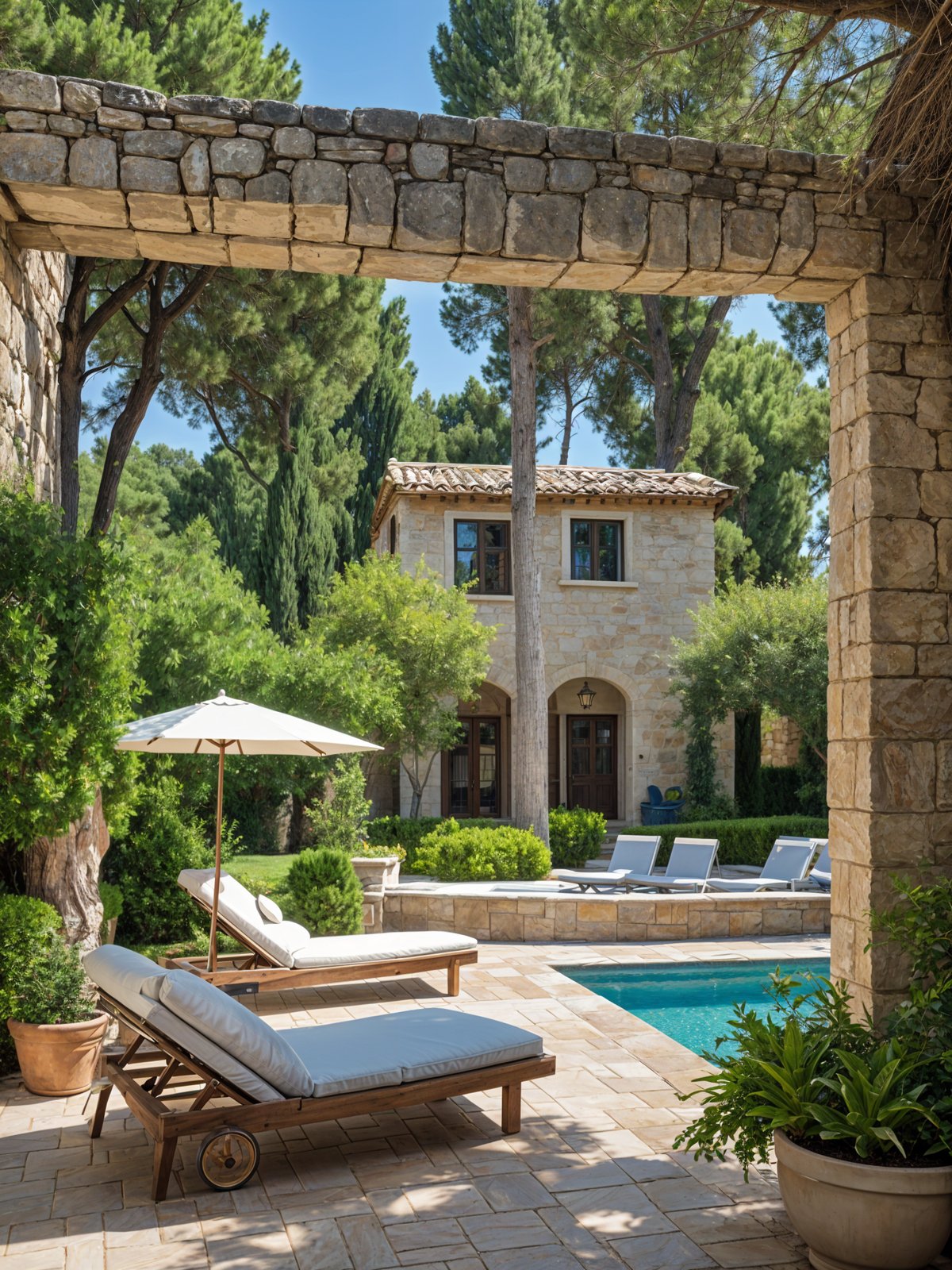 Mediterranean-style house with a pool and patio area