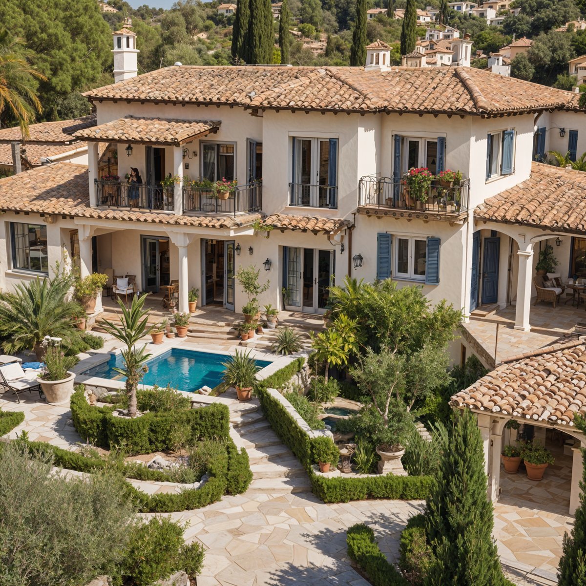 Mediterranean house with a garden and pool