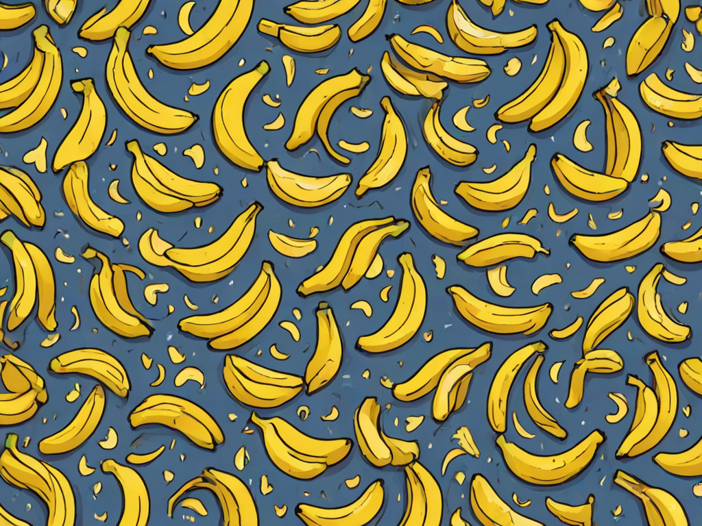 Cartoon drawing of bananas on a blue background