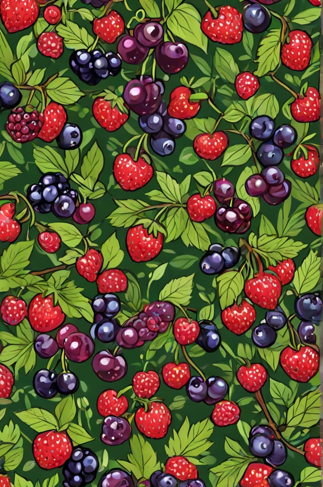 Berries painting with a vibrant and colorful style - Design Ideas AI