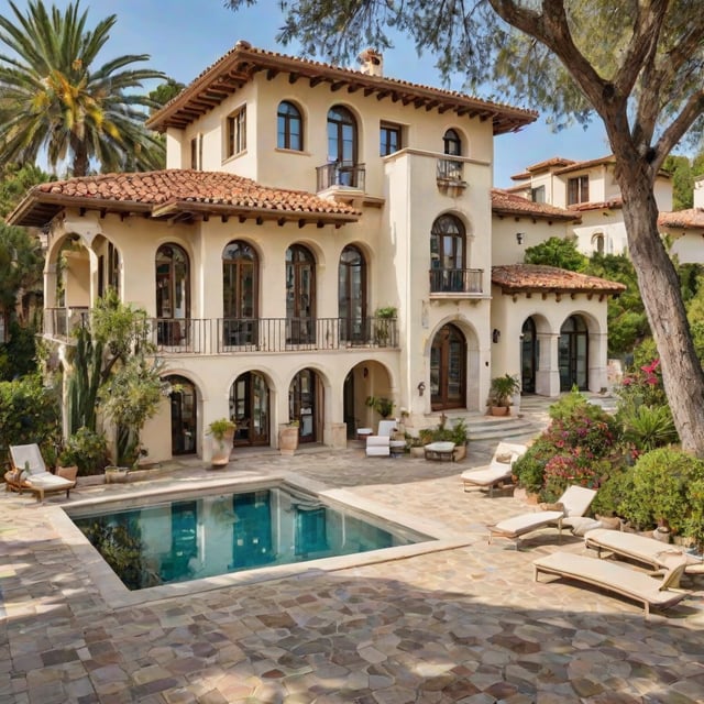 Mediterranean house with pool and garden