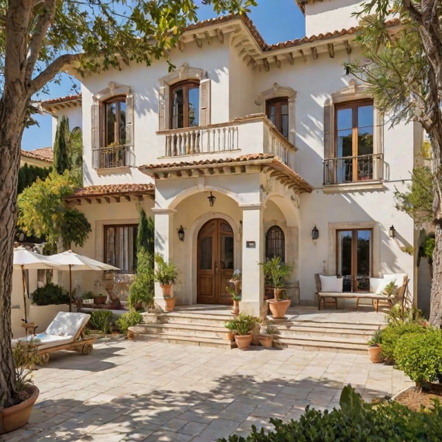 Mediterranean house with a garden and patio