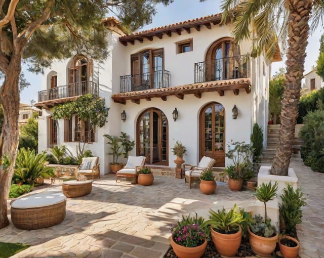 Mediterranean house with a garden and balcony