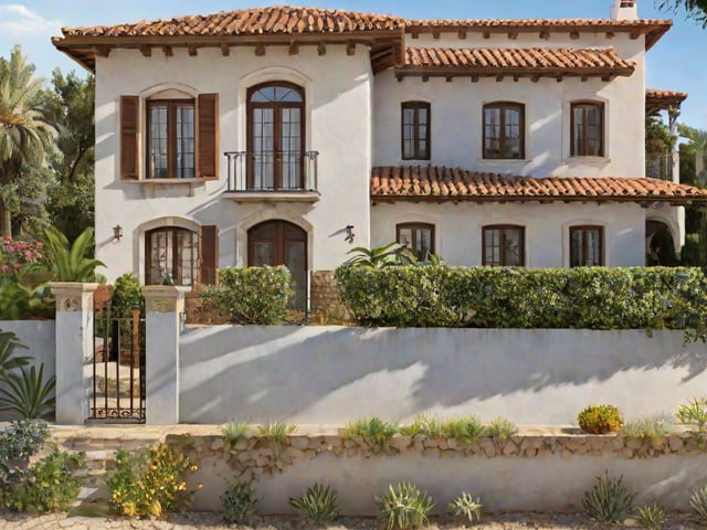 Mediterranean house with a garden and a balcony