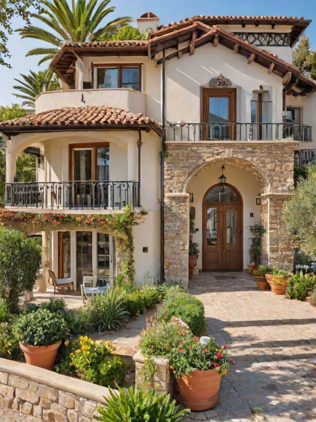 Mediterranean house with garden and balcony