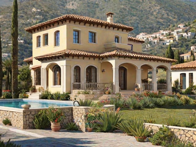 Mediterranean style house with a large garden and swimming pool