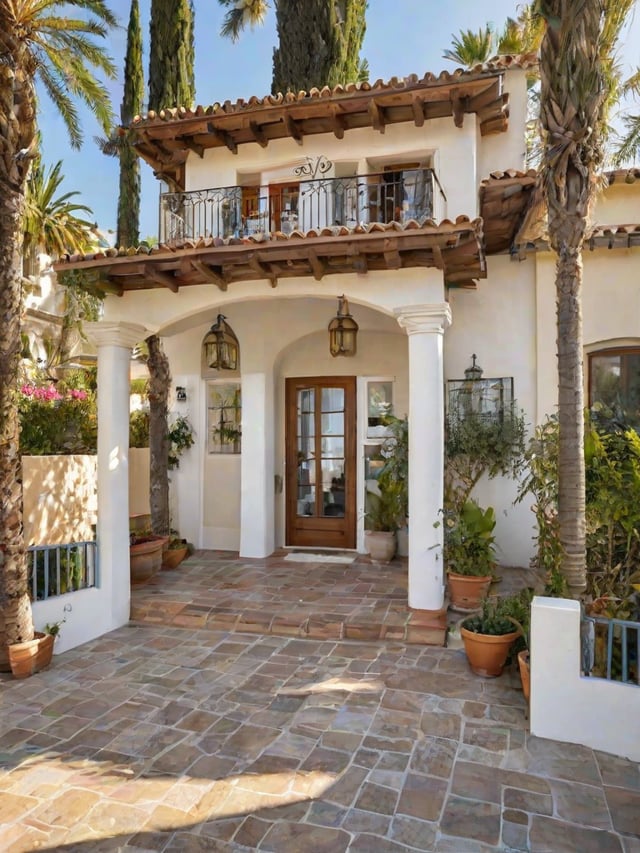 Mediterranean-style house with a garden and patio