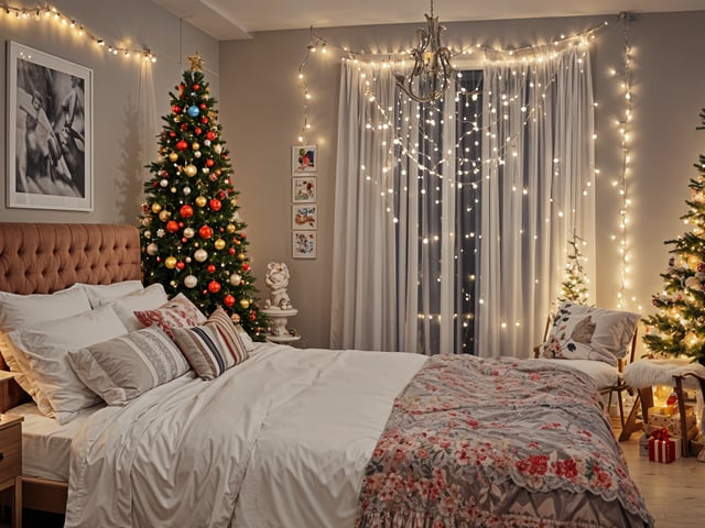 Bedroom with Christmas decorations