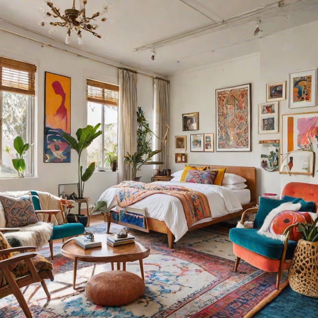 Eclectic Living Room with Art and Furniture - Design Ideas AI