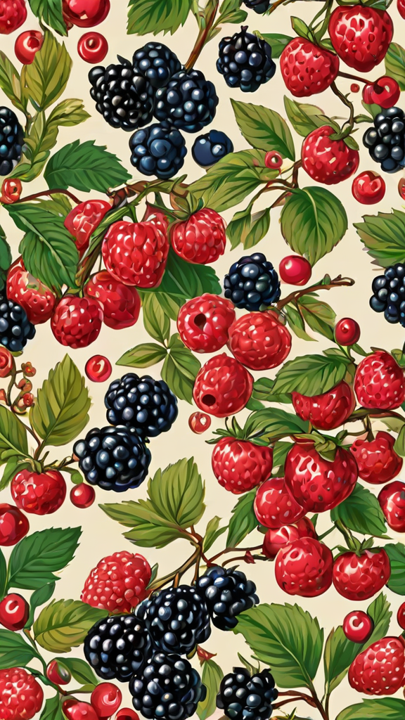 Berry painting with yellow background