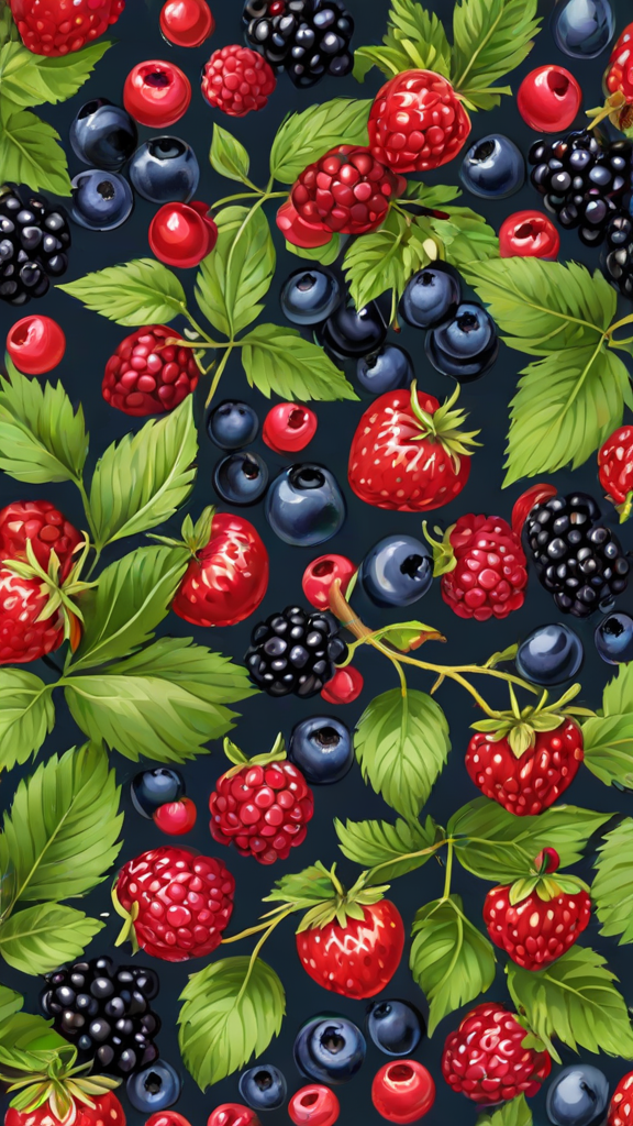 Berries painting with a vibrant and colorful style