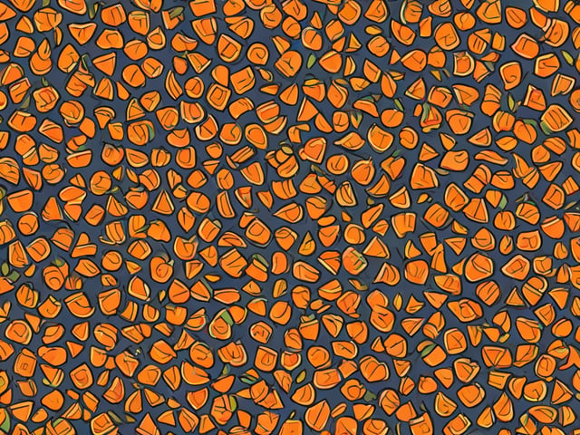A bunch of orange pumpkins on a blue background.