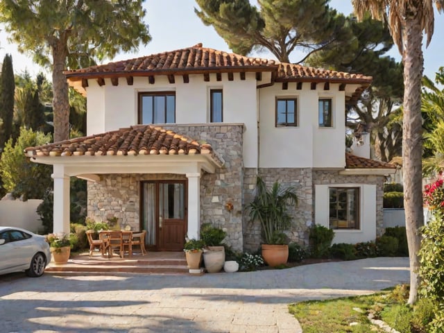 Mediterranean house with a garden and patio
